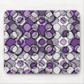 Tapis De Souris Gris Violet Blanc Abstrait Cercles Noirs (Devant)