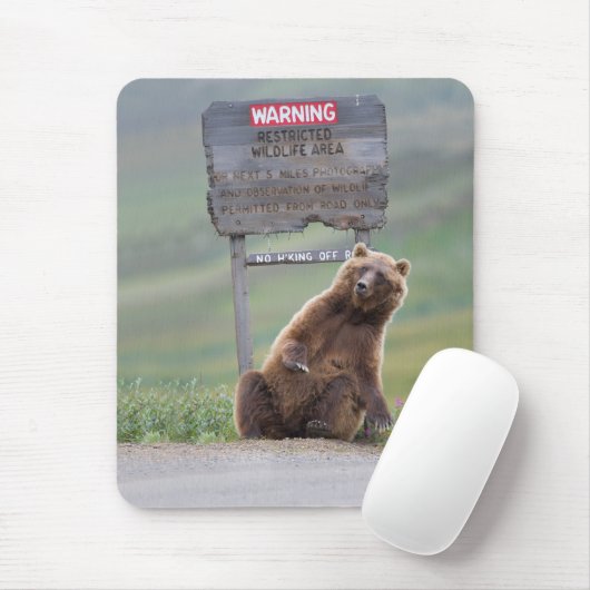 Tapis De Souris Grizzly Bear Plays With Sign (Avec souris)
