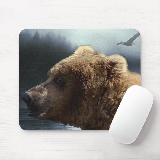 Tapis De Souris Grizzly Bear Wildlife Supporter Art Mousepad (Avec souris)