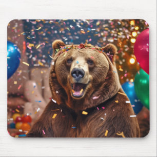 Tapis De Souris Grizzly Oear Animal Fun Party fête heureux