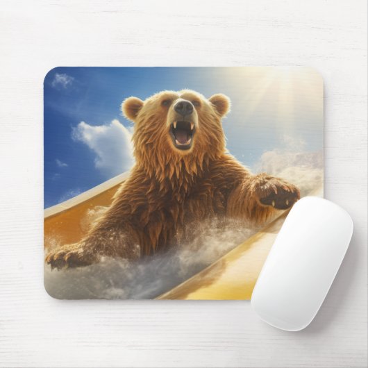 Tapis De Souris Grizzly Oear Animal Fun Water Slide Happy Time (Avec souris)
