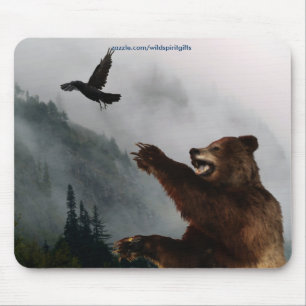 Tapis De Souris Grizzly Oear & Raven Imaginaire Faune Mousepad