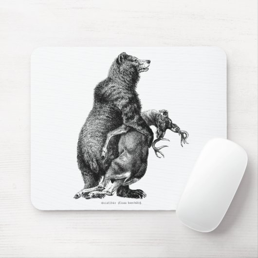 Tapis De Souris Grizzly ours chasse cerfs Dessin simple (Avec souris)