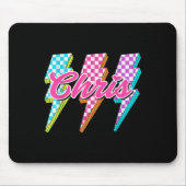 Tapis De Souris Groovy Chris Lightning Bolt Checkered I Love Meme  (Devant)
