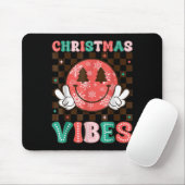 Tapis De Souris Groovy Christmas Vibes Happy Smile Face Xmas Holid (Avec souris)