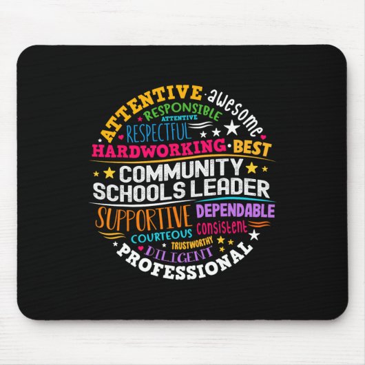 Tapis De Souris Groovy Community Schools Leader Spreading Positivi (Devant)