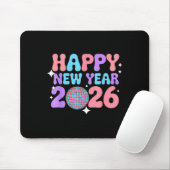 Tapis De Souris Groovy Cute Happy New Year 2026 Disco Ball  (Avec souris)
