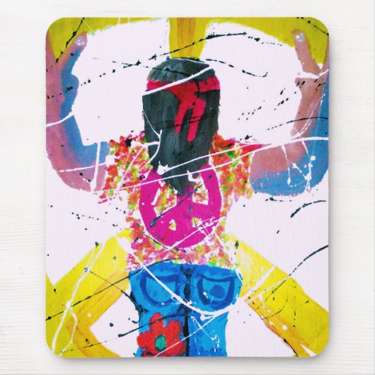 Tapis De Souris Groovy Hippie Peace Sign (Devant)