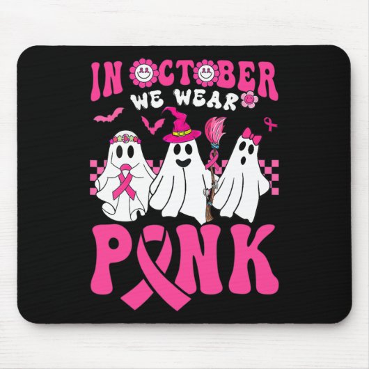 Tapis De Souris Groovy Wear Pink Breast Cancer Warrior Ghost Bonjo (Devant)