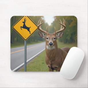 Tapis De Souris Gros Buck Posé Par Un Signe De Passage De Cerfs