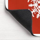 Tapis De Souris Gros flocon blanc sur rouge (Coin)