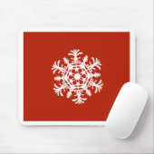 Tapis De Souris Gros flocon blanc sur rouge (Avec souris)