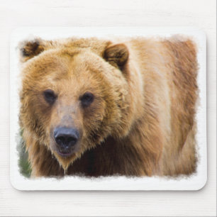 Tapis De Souris Gros grizzli Bear Bordure blanche