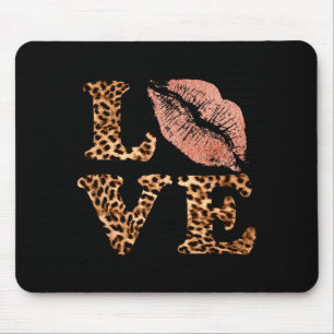 Tapis De Souris Grosses lèvres amour imprimé léopard lettres Roses