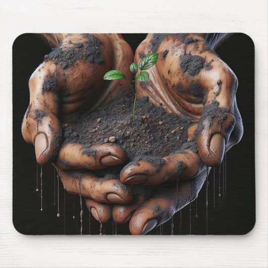 Tapis De Souris Grosses mains tenant un écouvillon d'arbre (Devant)