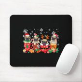 Tapis De Souris Group Santa Reindeer Pugs In Coffee C Christmas  (Avec souris)