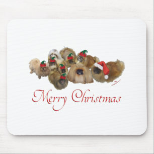 Tapis De Souris Groupe de Pékinois Noël