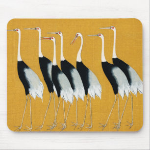 Tapis De Souris Grues mystiques : Harmonie en or