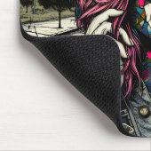 Tapis De Souris Grunge Art | Femme fracturée Abstraite (Coin)