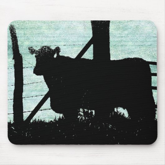 Tapis De Souris Grunge Cow Silhouette (Devant)