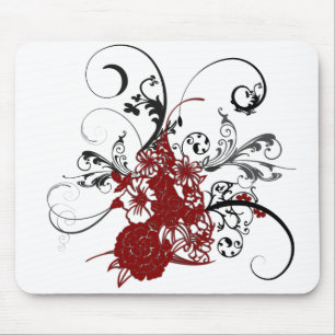 Tapis De Souris Grunge florale rouge de KRW