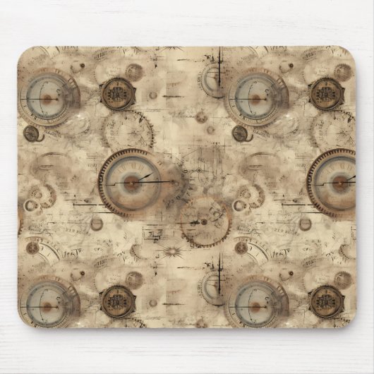 Tapis De Souris Grunge Rustic Steampunk Horloge (11) (Devant)