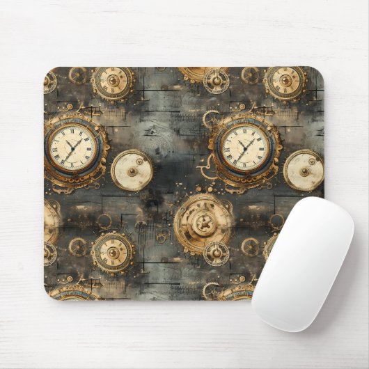 Tapis De Souris Grunge Rustic Steampunk Horloge (8) (Avec souris)