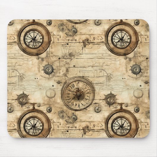 Tapis De Souris Grunge Rustic Steampunk Horloge (9) (Devant)