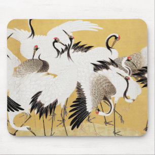 Tapis De Souris Grupe de grues japonaises Vintage Oiseau Riche Cla