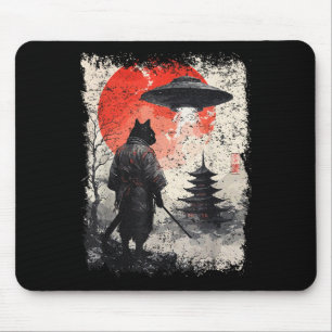 Tapis De Souris Guerrier de chat ninja samouraï Sumi-e Ufo Ukiyo-e