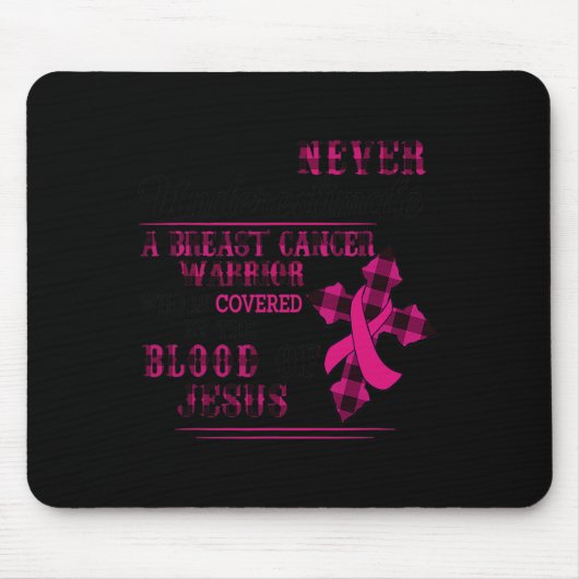 Tapis De Souris Guerrier Du Cancer Du Sein Couvert Par Le Sang (Devant)