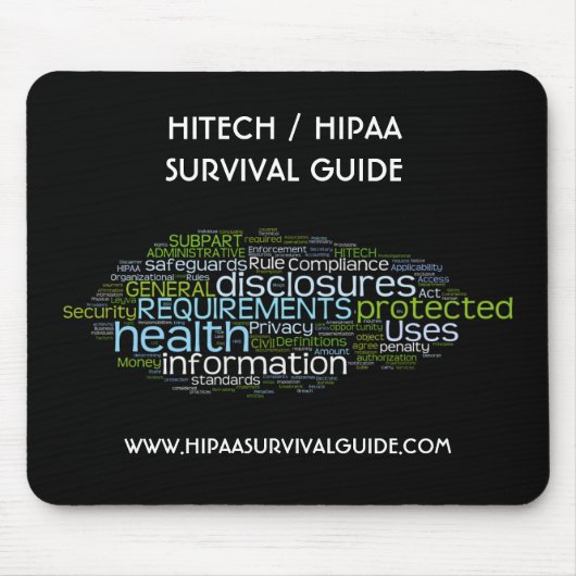 TAPIS DE SOURIS GUIDE DE SURVIE DE LA TECHNOLOGIE/HIPAA (Devant)