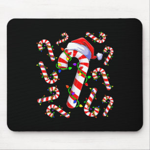 Tapis De Souris Guirlande de Noël rouge et blanc en forme de canne