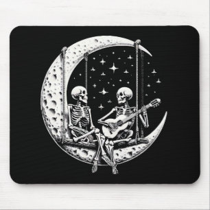 Tapis De Souris Guitare de lune de couple de squelettes