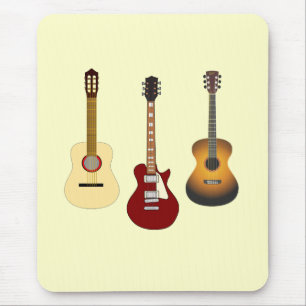 Tapis De Souris Guitares électriques acoustiques musiciens musici