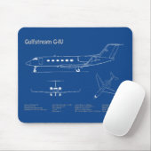 Tapis De Souris Gulfstream G-IV - Plan directeur de l'avion AD (Avec souris)