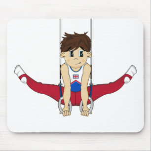 Tapis De Souris Gymnaste mignon sur des anneaux Mousepad