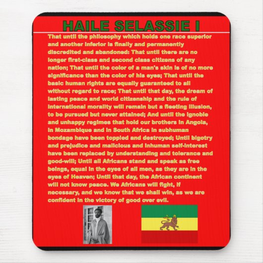 Tapis De Souris Haile Selassie's War Speech to UN 1963 - Marley So (Devant)