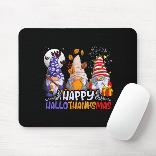 Tapis De Souris Hallothanksmas Gnomes Halloween Thanksgiving Chris (Avec souris)