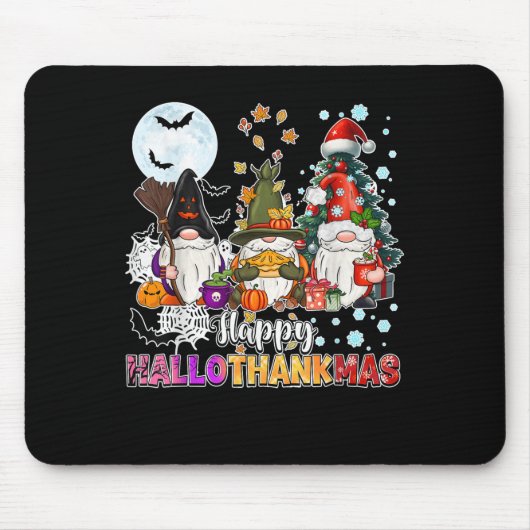 Tapis De Souris Hallothanksmas heureux Gnomes Lover Drôle Hallowee (Devant)