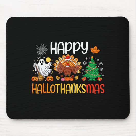 Tapis De Souris Hallothanksmas Shirt Funny Halloween Thanksgiving (Devant)