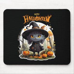 Tapis De Souris Halloween Amoureux de les chats Drôle Éffrayant Ha