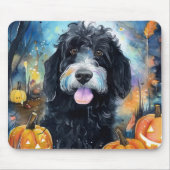 Tapis De Souris Halloween Bernedoodle Avec La Peur Citrouille (Devant)