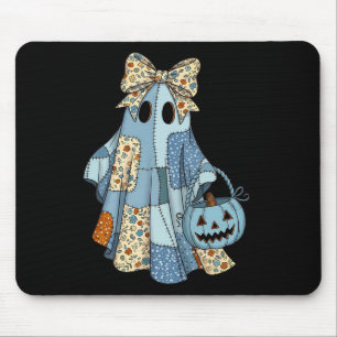 Tapis De Souris Halloween Blue Denim Ghost Trendy Denim Patchwork