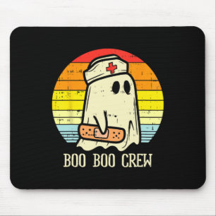 Tapis De Souris Halloween Boo Boo Crew Ghost Nurse Retro Halloween
