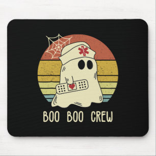 Tapis De Souris Halloween Boo Boo Crew Nurse Ghost Women Hallowee