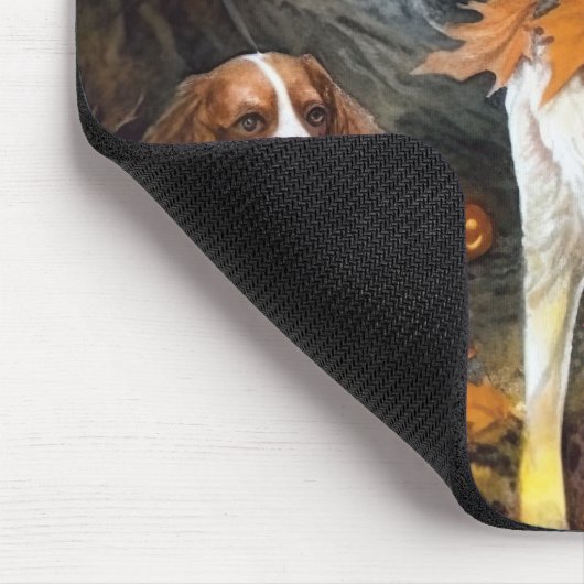 Tapis De Souris Halloween Brittany Spaniel With Pumpkins Scary (Coin)