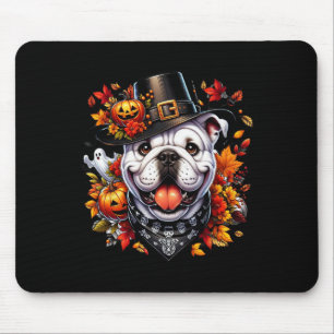 Tapis De Souris Halloween Bulldog Fall quitte Citrouille Gho