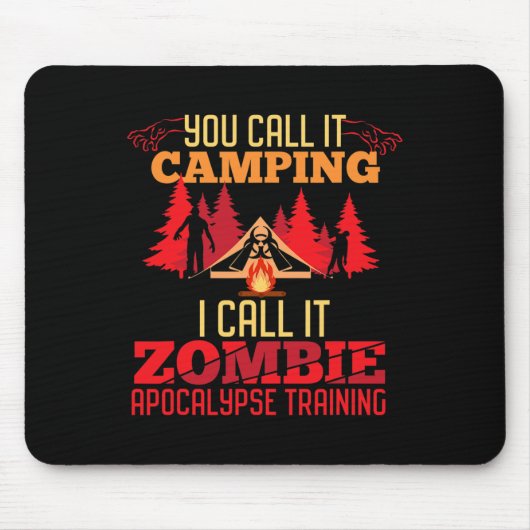 Tapis De Souris Halloween Camping Zombie Apocalypse Formation Amus (Devant)