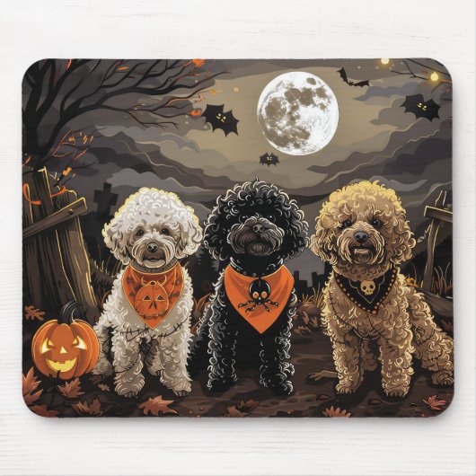 Tapis De Souris Halloween caniche Éffrayant (Devant)